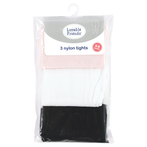 Luvable Friends Nylon Tights, Black Pink