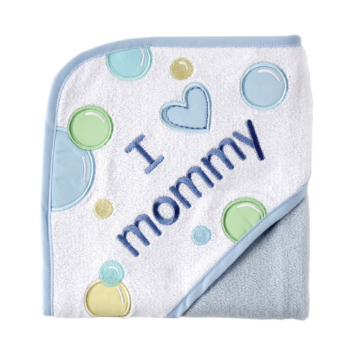 Luvable Friends Boy Hooded Towel, Blue-Mommy