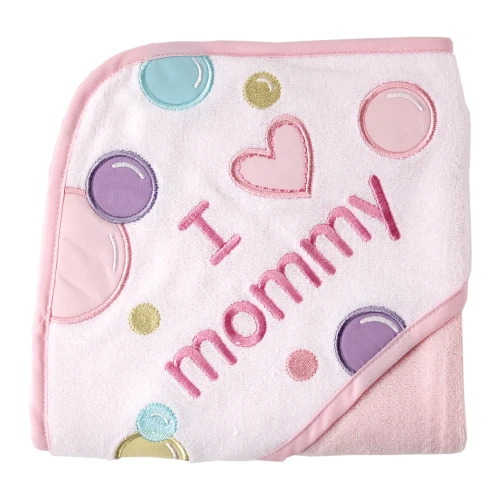 Luvable Friends Hooded Towel, Pink Mom