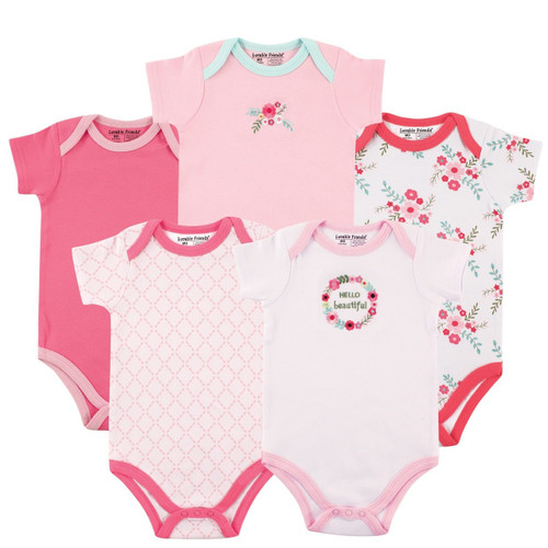 Luvable Friends Girl Bodysuits, 5-Pack, Floral