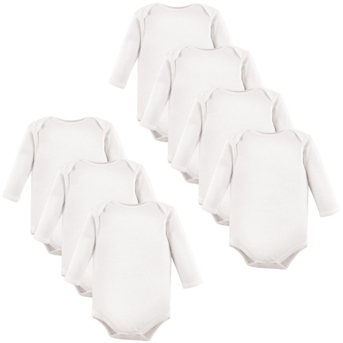Luvable Friends Boy and Girl Long-Sleeve Bodysuits, 7-Pack, White Long Sleeve
