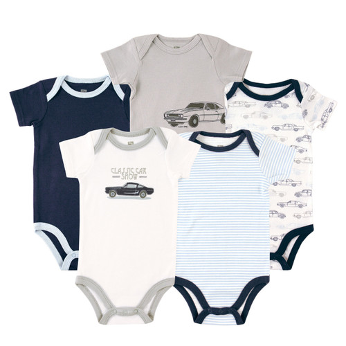 Hudson Baby Boy Bodysuits, 5-Pack, Classic Car