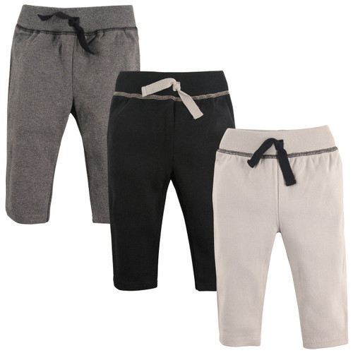 Hudson Baby Boy Track Pants, 3-Pack, Black & Gray
