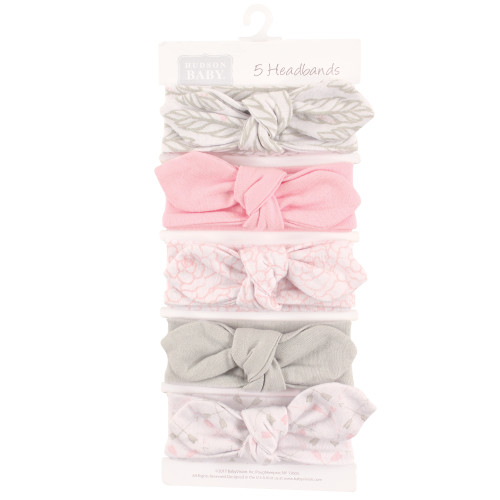 Hudson Baby Cotton and Synthetic Headbands, Gray Feather