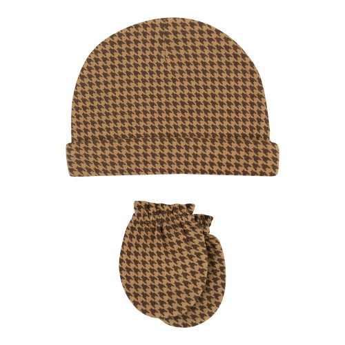 Hudson Baby Cotton Cap and Scratch Mitten Set, Bonjour
