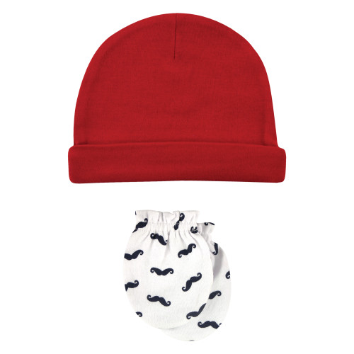 Hudson Baby Cotton Cap and Scratch Mitten Set, Bonjour