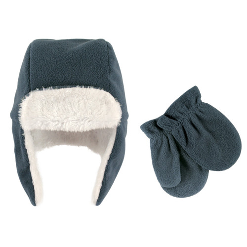 Hudson Baby Boy Toddler Trapper Hat and Mitten Set, Coronet Blue