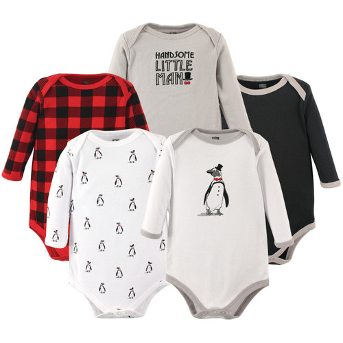 Hudson Baby Boy Long-Sleeve Bodysuits, 5-Pack, Penguin