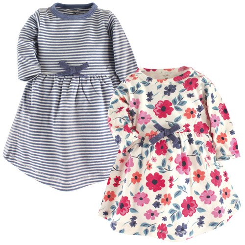 Touched By Nature Girl Toddler Organic Cotton Long-Sleeve Dress, 2-Pack, Floral