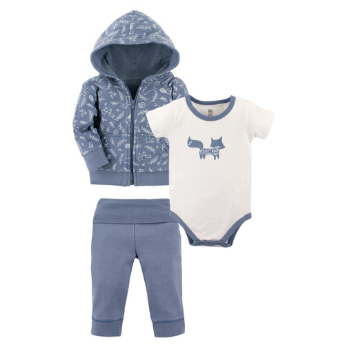 Yoga Sprout Boy Hoodie, Bodysuit and Pants, 3-Piece Set, Clever Fox
