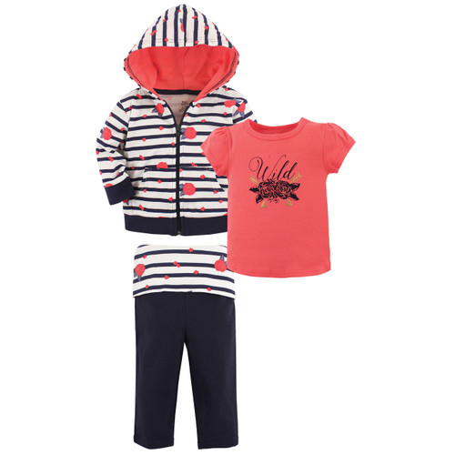 Yoga Sprout Cotton Hoodie, Bodysuit or Tee Top, and Pant, Wild Floral Toddler