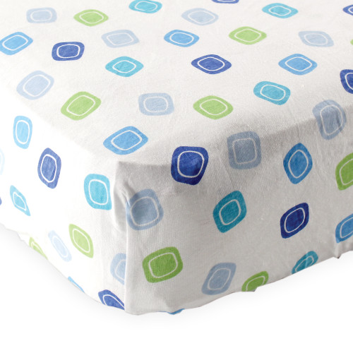 Luvable Friends Fitted Crib Sheet, Blue Geometric