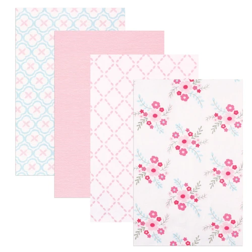 Luvable Friends Cotton Flannel Receiving Blankets, Floral 4-Pack