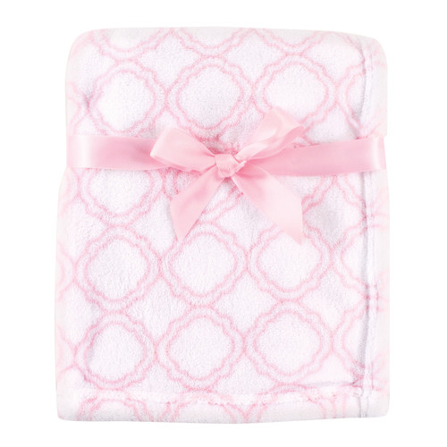 Luvable Friends Coral Fleece Blanket, Pink Lattice