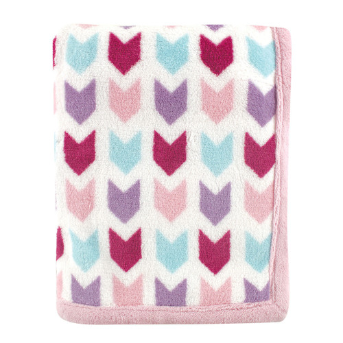 Hudson Baby Girl Coral Fleece Blanket, Pink Chevron