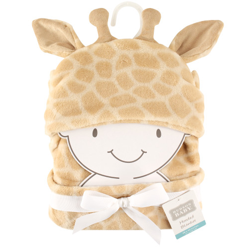 Hudson Baby Hooded Animal Face Plush Blanket, Giraffe