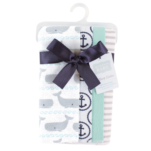 Hudson Baby Cotton Flannel Receiving Blankets, Gray Whale