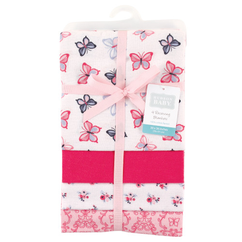 Hudson Baby Cotton Flannel Receiving Blankets, Butterflies