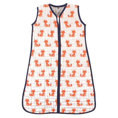 Hudson Baby Muslin Cotton Sleeveless Wearable Sleeping Bag, Sack, Blanket, Foxes