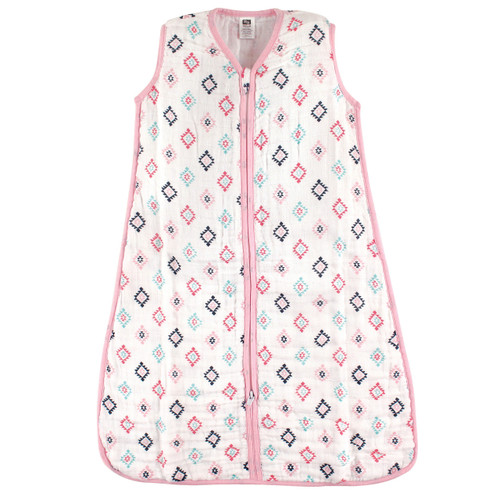 Hudson Baby Muslin Cotton Sleeveless Wearable Sleeping Bag, Sack, Blanket, Pink Aztec