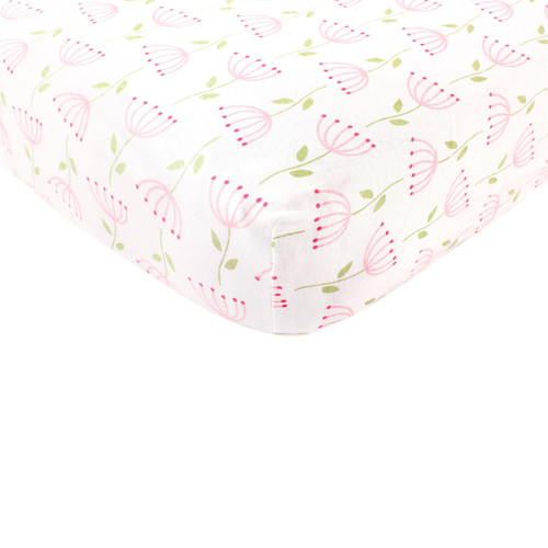 Touched By Nature Girl Organic Cotton Fitted Crib Sheet, Pink Flowers