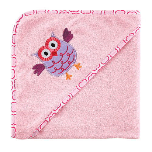 Luvable Friends Hooded Towel, Pink Owl