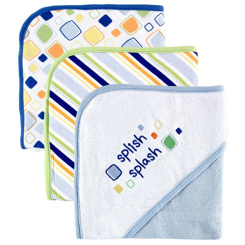 Luvable Friends Cotton Terry Hooded Towels, Blue