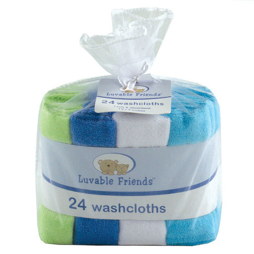 SwaddleDesigns Cotton Terry Velour Baby Washcloths, Set of 2, Kiwi Mini Mod Circles