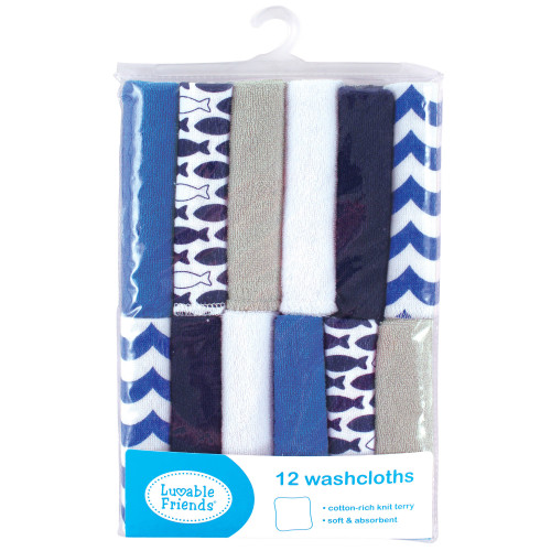 Luvable Friends Cotton Rich Washcloths, Fishes