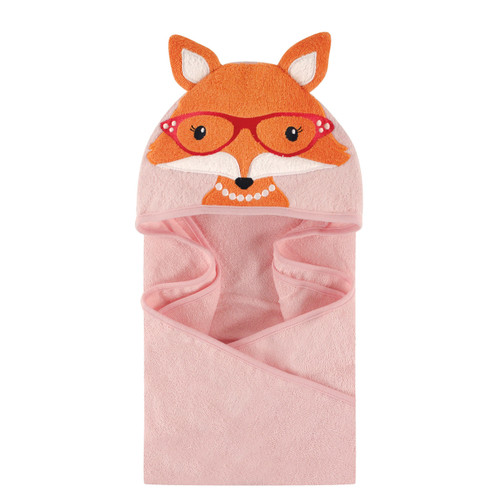 Hudson Baby Girl Animal Face Hooded Towel, Mrs. Fox