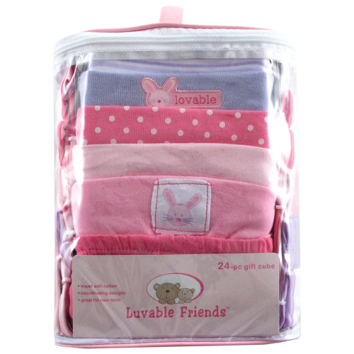 Luvable Friends Layette Gift Cube, Pink Bunny