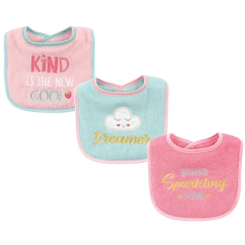 Luvable Friends Cotton Drooler Bibs with Fiber Filling, Dreamer