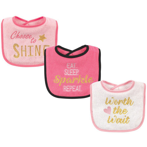 Luvable Friends Cotton Drooler Bibs with Fiber Filling, Sparkle