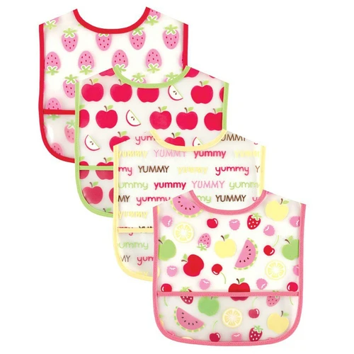 Luvable Friends Waterproof PEVA Bibs, Pink