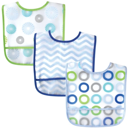 Luvable Friends Waterproof PEVA Bibs, Blue Circle