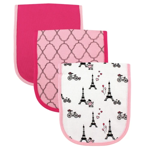 Luvable Friends Cotton Burp Cloths with Fiber Filling, Paris