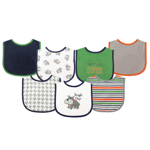 Luvable Friends Boy Drooler Bib with Waterproof Back, 7-Pack, Tough Guy