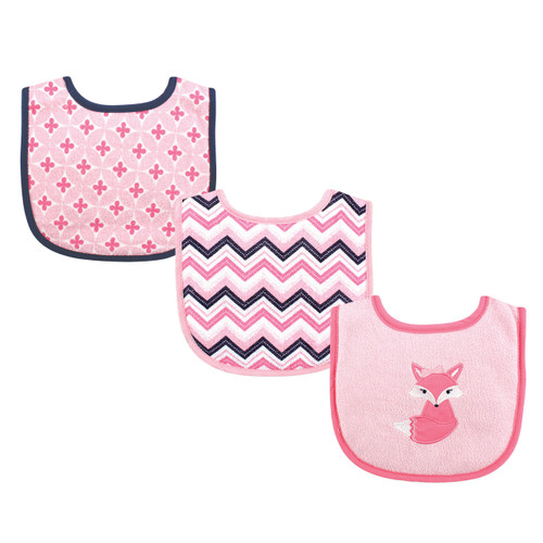Luvable Friends Cotton Drooler Bibs with Fiber Filling, Foxy