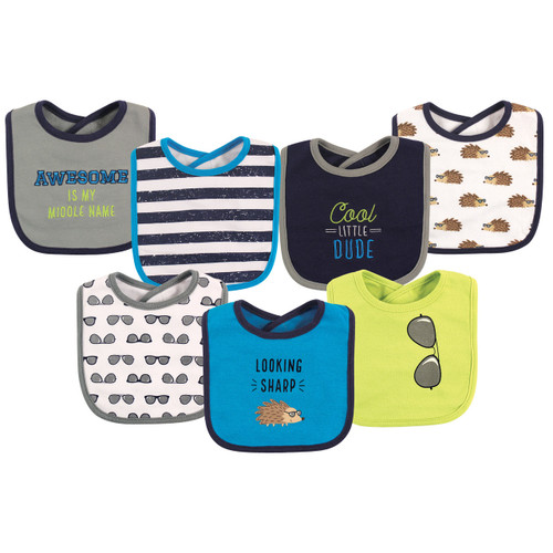 Hudson Baby Boy Drooler Bib, 7-Pack, Hedgehog