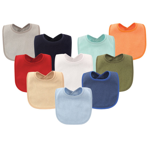 Hudson Baby Boy Drooler Bibs with Waterproof Lining, 10-Pack, Boy Solids