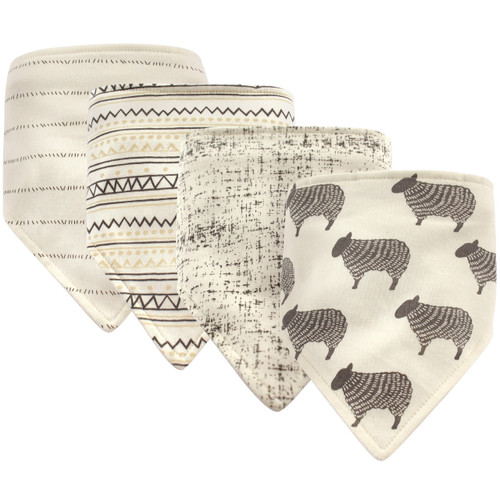 Hudson Baby Boy and Girl Bandana Bib, 4-Pack, Sheep