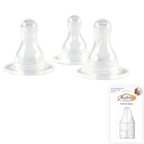 Luvable Friends Boy and Girl Silicone Regular Neck Bottle Nipples, 3-Pack, Clear