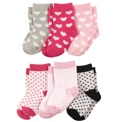 George Baby Girls' Crew Socks with Grippers 4-Pack, • 0-12 months - 36+  months 