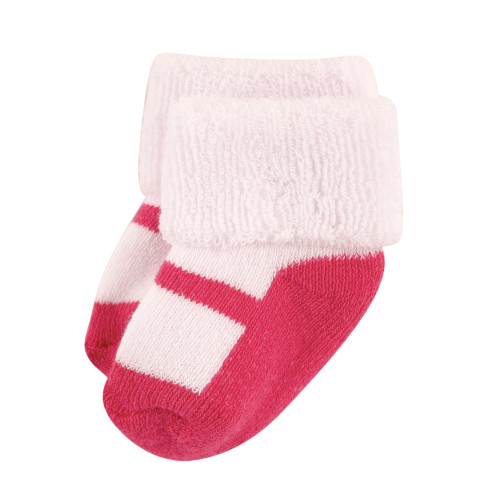 Luvable Friends Newborn and Baby Terry Socks, Navy Mary Jane