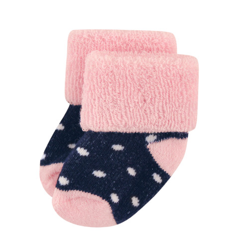 Luvable Friends Newborn and Baby Terry Socks, Navy Mary Jane