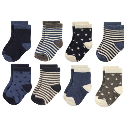 Hudson Baby Boy Baby Crew Socks, 8-Pack, Stars and Stripes