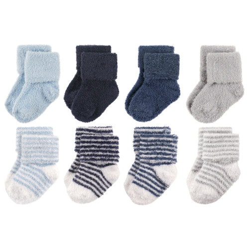 Hudson Baby Boy Chenille Socks, 8-Pack, Boy Stripe