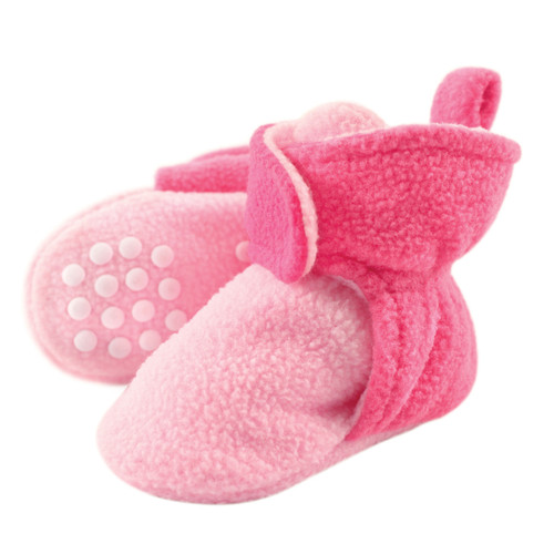 Luvable Friends Girl Toddler Fleece Booties, Light Pink/Dark Pink