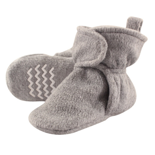 Hudson Baby Girl Toddler Fleece Lined Scooties with Non Skid Bottom, Heather Gray