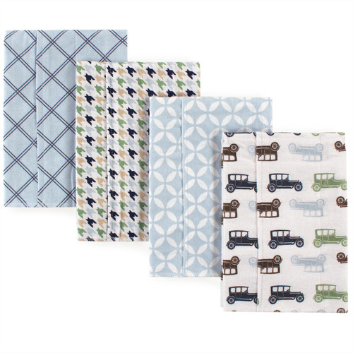 Hudson Baby Cotton Flannel Burp Cloths, Blue Cars